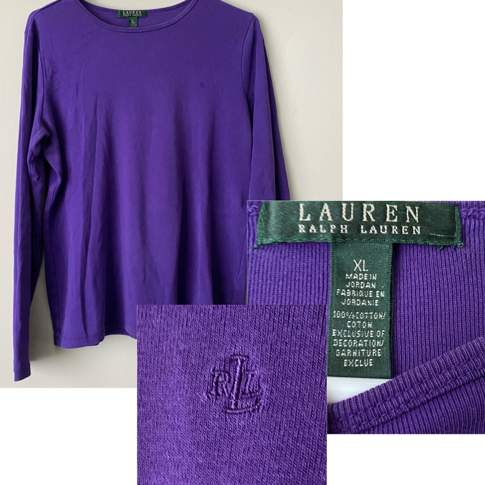 Lauren Ralph Lauren Purple Long Sleeve Shirt with Embroidered Logo size XL - Picture 1 of 12
